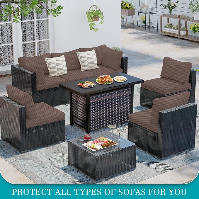 14Pcs Stretch Patio Cushion Covers, Outdoor Couch Covers Replacement, Outdoor - Image 4