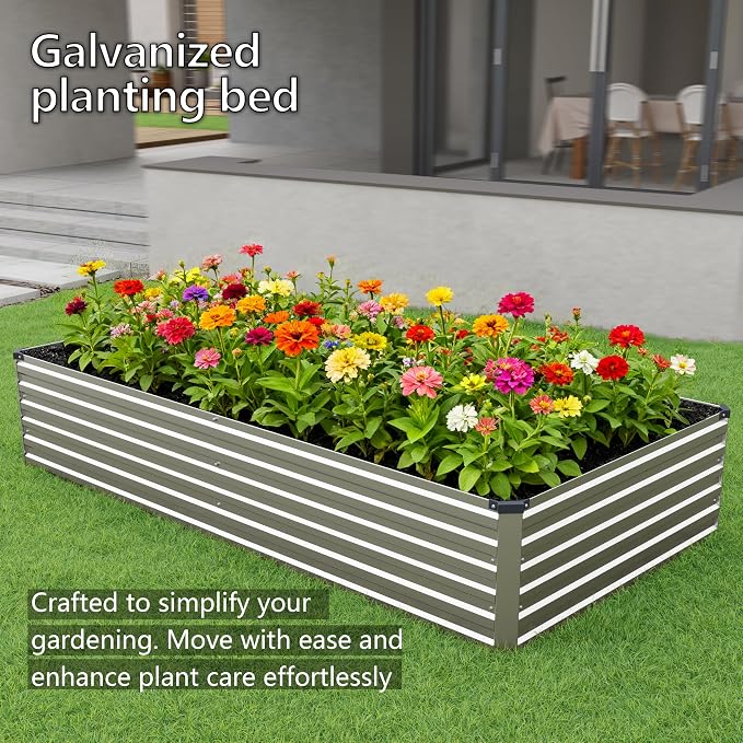 12x2x1.5FT Galvanized Raised Garden Bed, Vegetable Boxes-Rectangle Metal Flower - Image 7