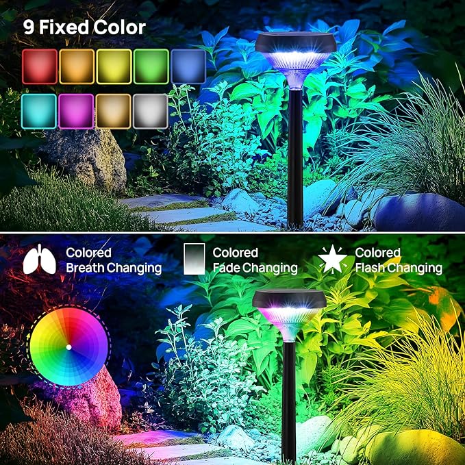 Linkind Solar Pathway Lights 8 Pack, Color Changing Solar Lights Outdoor - Image 3