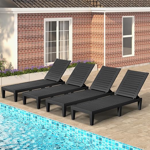 YITAHOME Patio Lounge Chair Set of 4, Outdoor Chaise Lounge by YITAHOME