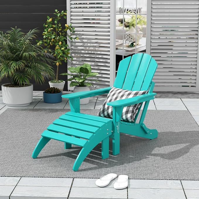 WO Home Furniture Adirondack Ottoman Outdoor Patio Footrest 13.5" Inch Folding - Image 2
