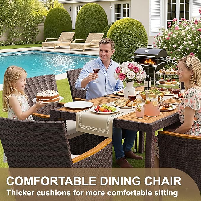 Devoko Dining 7 PCS Furniture, Patio Conversation Set - Image 4