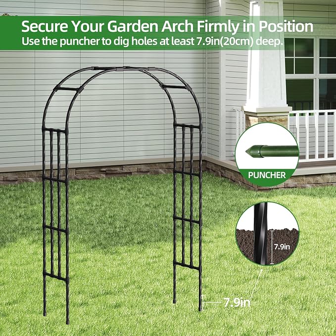 Garden Arch Trellis, 4.9x8.5FT Metal Garden Arbor - Image 5