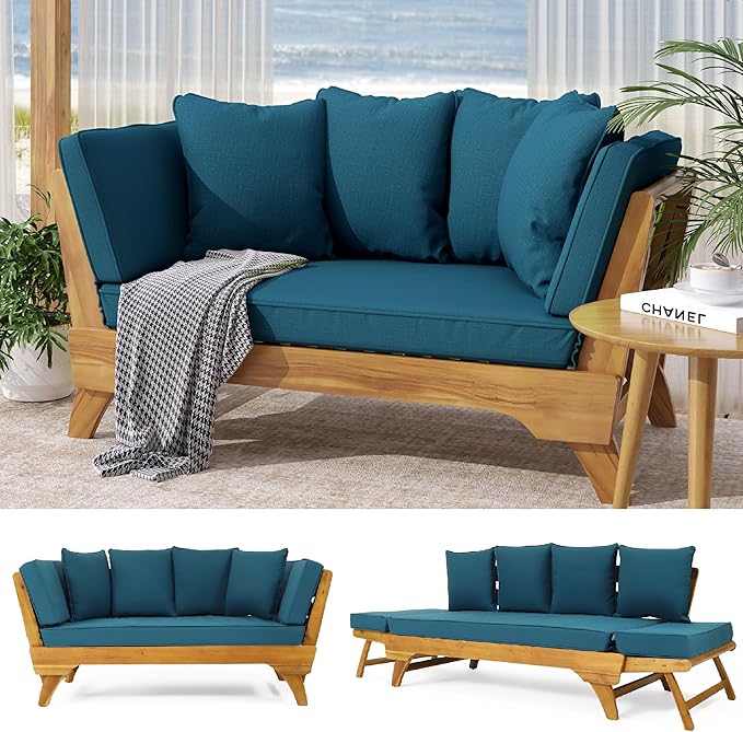 Merax Outdoor Patio Convertible Sofa Couch, Luxury Green Sectional Daybed by Merax