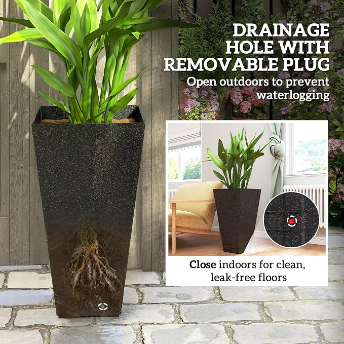 Outsunny 28 Inch Tall Planters for Outdoor Plants, Stackable Tapered Large - Image 7