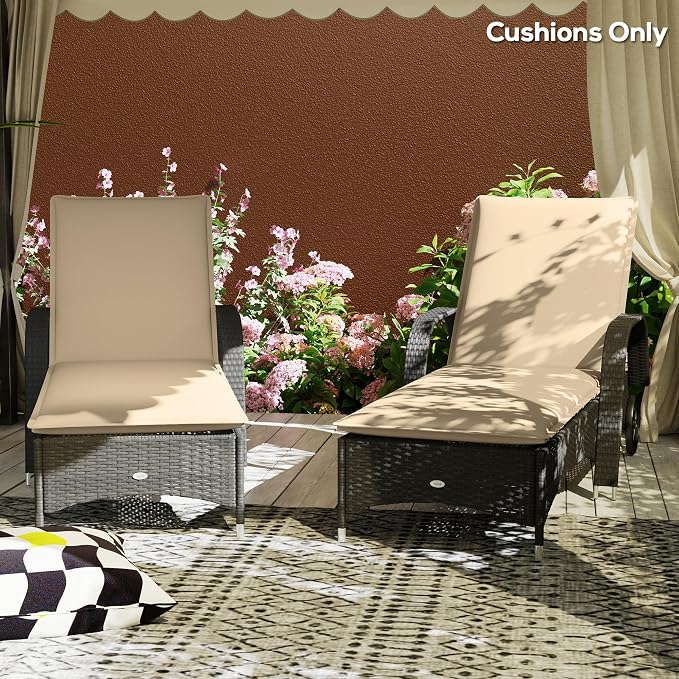 Outsunny Outdoor Lounge Chair Cushion Set of 2, UPF50+ 200gsm Fabric and 25D - Image 6