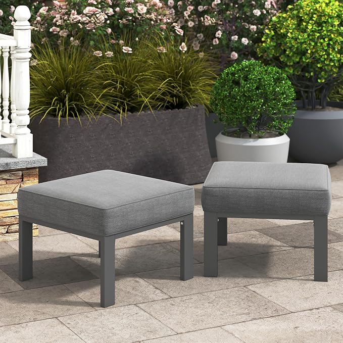 Wisteria Lane Patio Furniture Footstools Metal Ottomans Set of 2, Metal Outdoor by WisteriaLane