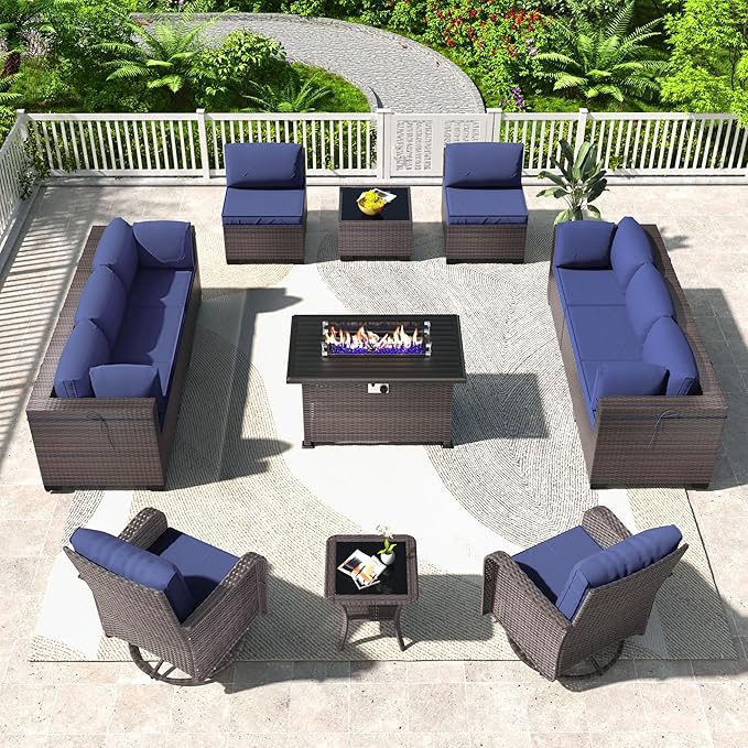 Kullavik 13 Pieces Outdoor Patio Furniture Set, PE Wicker Rattan Sectional Sofa by KULLAVIK