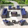 Kullavik 13 Pieces Outdoor Patio Furniture Set, PE Wicker Rattan Sectional Sofa by KULLAVIK