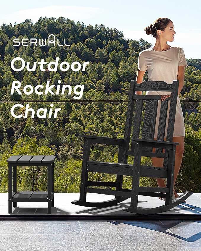 SERWALL Oversized Rocking Chair, HDPE Outdoor Rocking Chairs Set of 4, Patio - Image 6