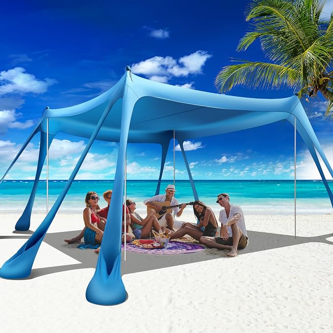 Beach Canopy Beach Tent Pop Up Shade 10x10ft Sun Shelter UPF50+ by VIONMI