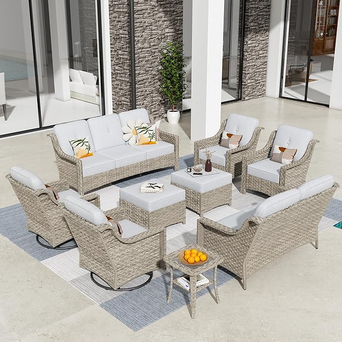 HOOOWOOO 9 Piece Patio Furniture Conversation Sets by DesignforBetterLife
