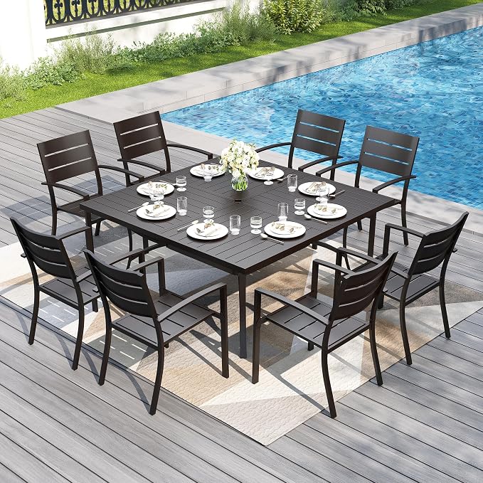 PHI VILLA 9 Pieces Outdoor Patio Dining Set by PHIVILLAThepioneerofcomfortablehouseholdsupplies