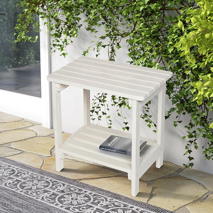 Shine Company Providence Rectangular Solid Wood Side Table, Outdoor Adirondack - Image 5