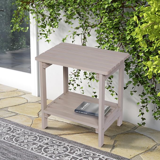 Shine Company Providence Rectangular Solid Wood Side Table, Outdoor Adirondack - Image 6