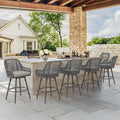 Outdoor Bar Stools Set of 6, 360° Swivel Aluminum Rattan Bar Stool by COZYMAN