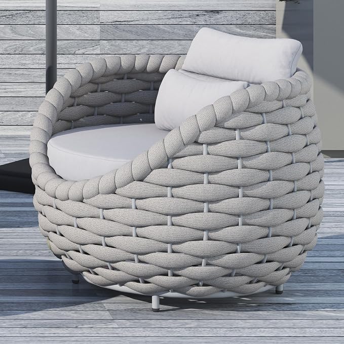 TWT Patio Sofa All-Weather Textilene Rope Balcony Furniture by TWT