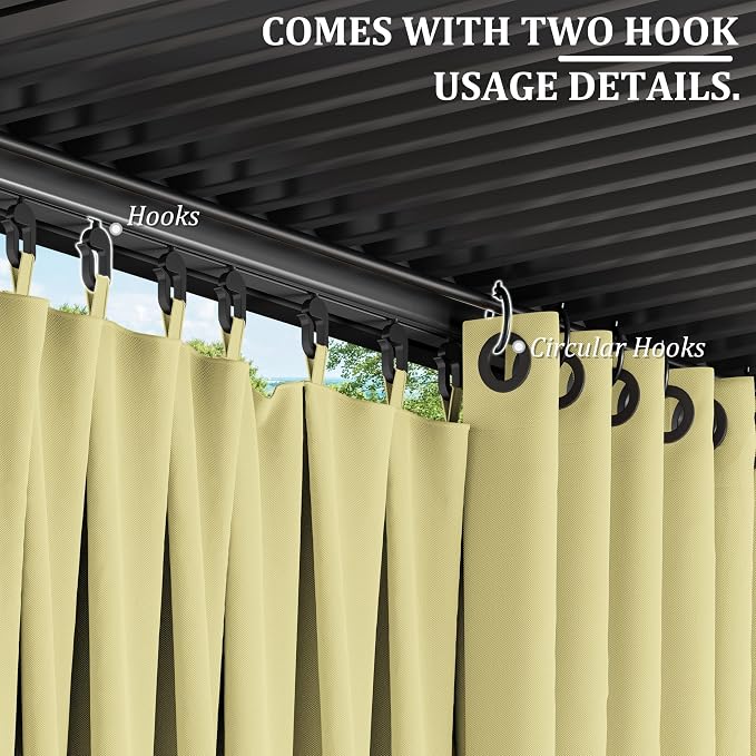 Gazebo Universal Replacement Privacy Curtain, 4-Panels Sidewall Curtains - Image 3