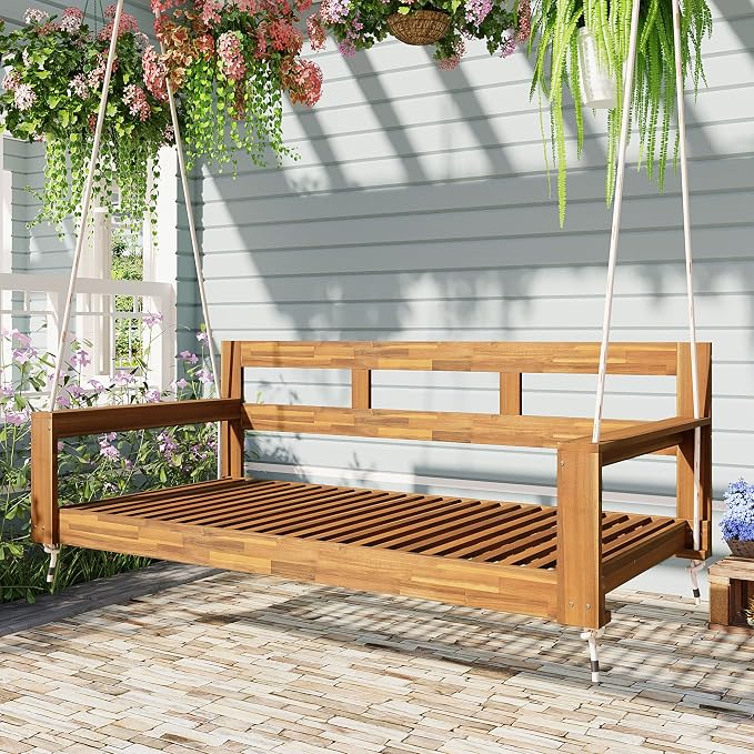 Harper & Bright Designs Patio Wooden Twin Size Porch Swing Daybed Frame by HarperBrightDesigns