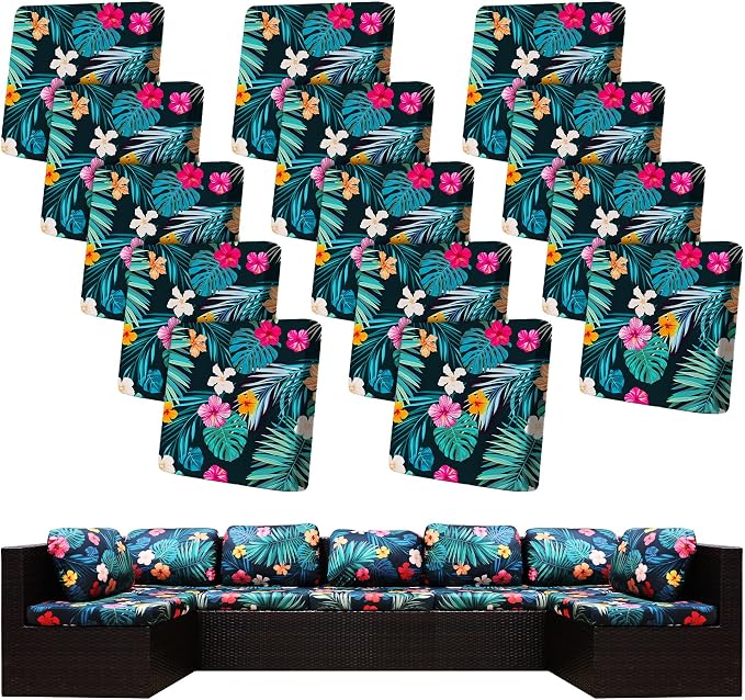 14Pcs Stretch Patio Cushion Covers, Outdoor Couch Covers Replacement, Outdoor by BIETYONE