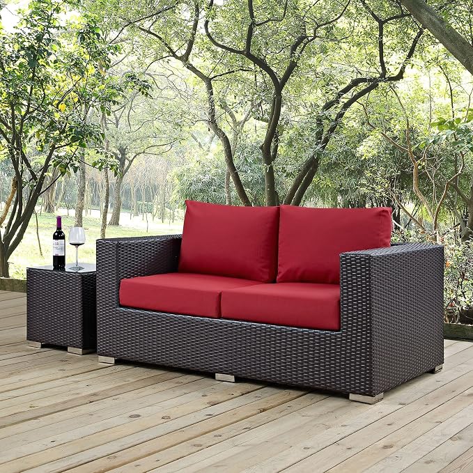 Modway Convene Wicker Rattan Outdoor Patio Loveseat - Image 2