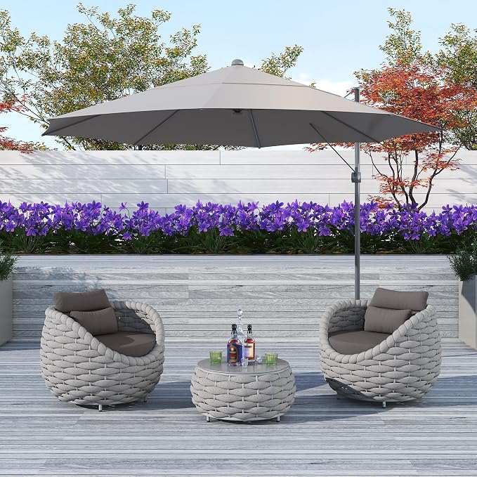 TWT 2 Pieces Patio Furniture Aluminum Armchair, All-Weather Teslin Rope Outdoor - Image 2