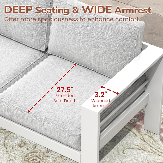 Solaste Outdoor Loveseat Aluminum Patio Furniture Sofa, All-Weather Metal - Image 3