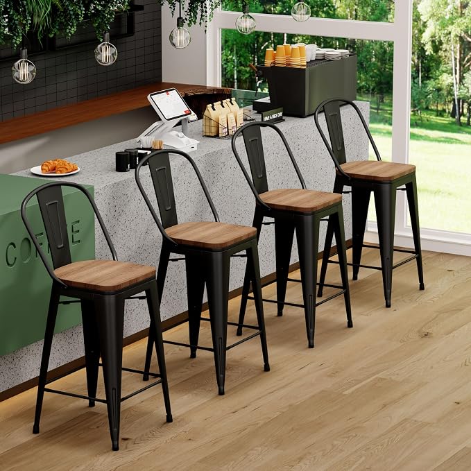 Aklaus Metal Bar Stools Set of 4, 26 inch Barstools Counter Height Bar Stool - Image 7