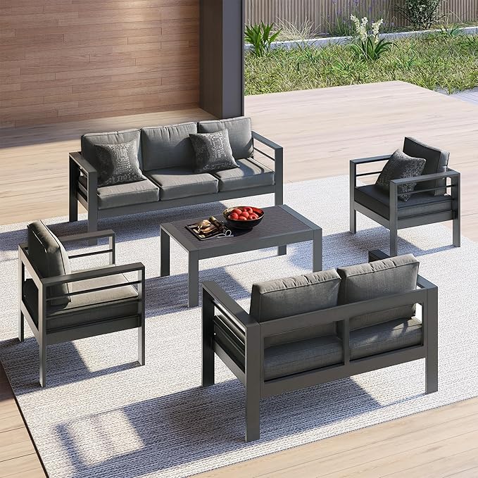 Kiss the Water Outdoor Couch Aluminum Patio Furniture Sofa, 3 Seat All-Weather - Image 9