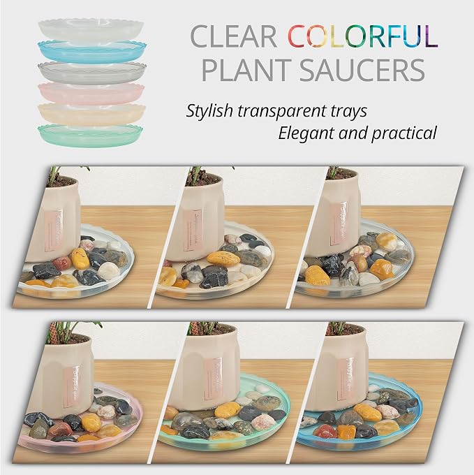 12Pcs Clear Plant Saucer, 6 8 10 Inch Durable Plastic Plant Tray, Round Plant - Image 6