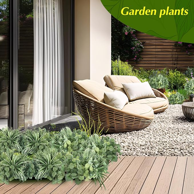 24Pcs Artificial Outdoor Plants UV Resistant Fake Plastic Greenery Boxwood - Image 3