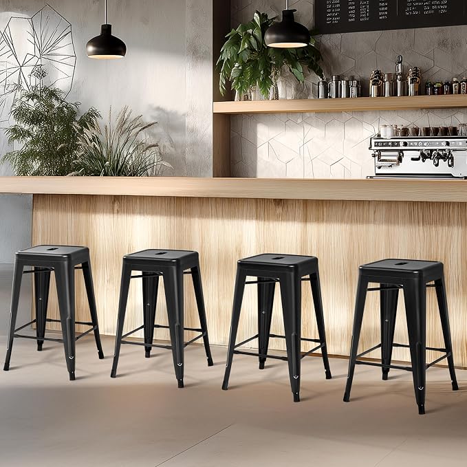 Yaheetech 24 Inch Counter Height Barstools Set of 4 Metal Bar Stools Industrial - Image 7
