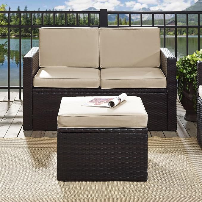 Crosley Furniture Palm Harbor Wicker Outdoor Ottoman Foot Rest - Image 6