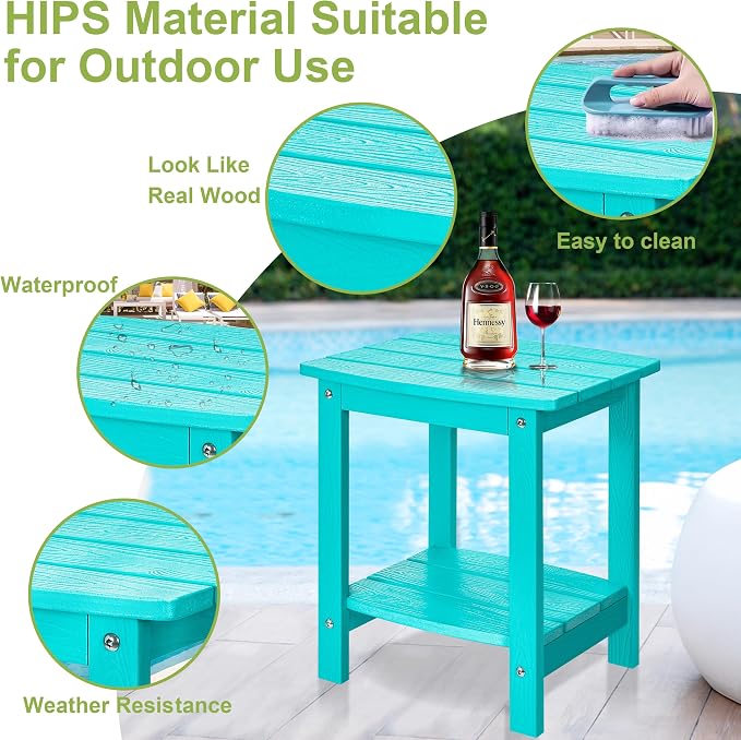 Y&M Outdoor Side Table, HIPS Adirondack Small Double Layer Table, Waterproof - Image 4