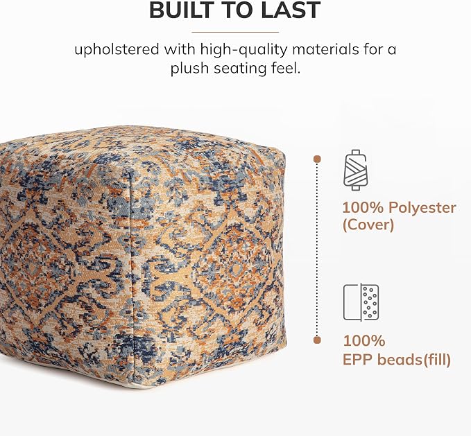 Anji Mountain 100% Handmade & Handcrafted Comfortable Home Décor Pouf Ottoman - Image 4
