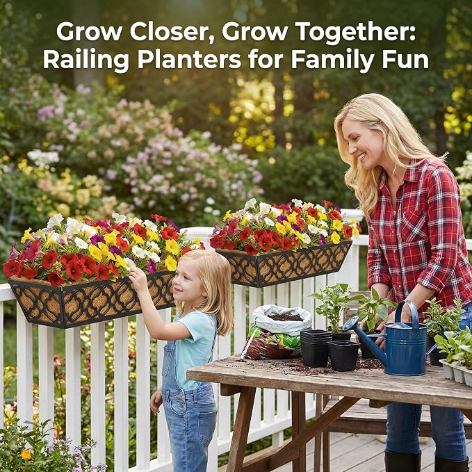 HFHOME 2 Pcs 30" Window Box Deck Railing Planter - Image 6