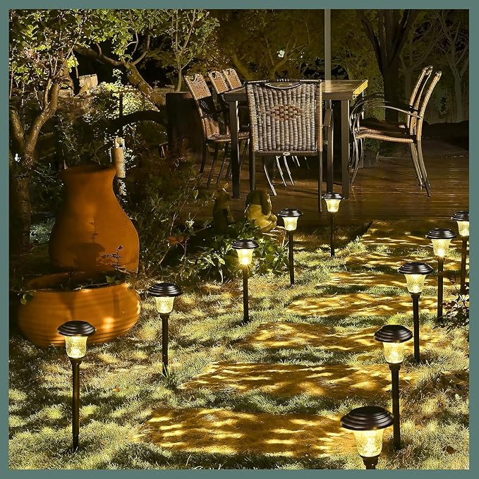 GIGALUMI 8 Pack Solar Pathway Lights, Solar Garden Lights Outdoor Warm White - Image 2