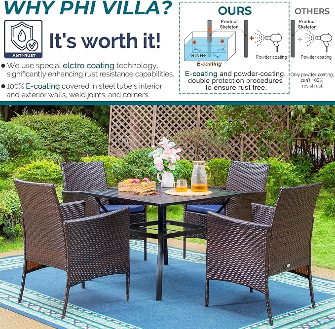 PHI VILLA 5 Piece Patio Dining Set - Image 6