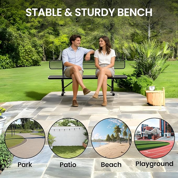 8 Feet Heavy Duty Metal Park Bench - Image 5