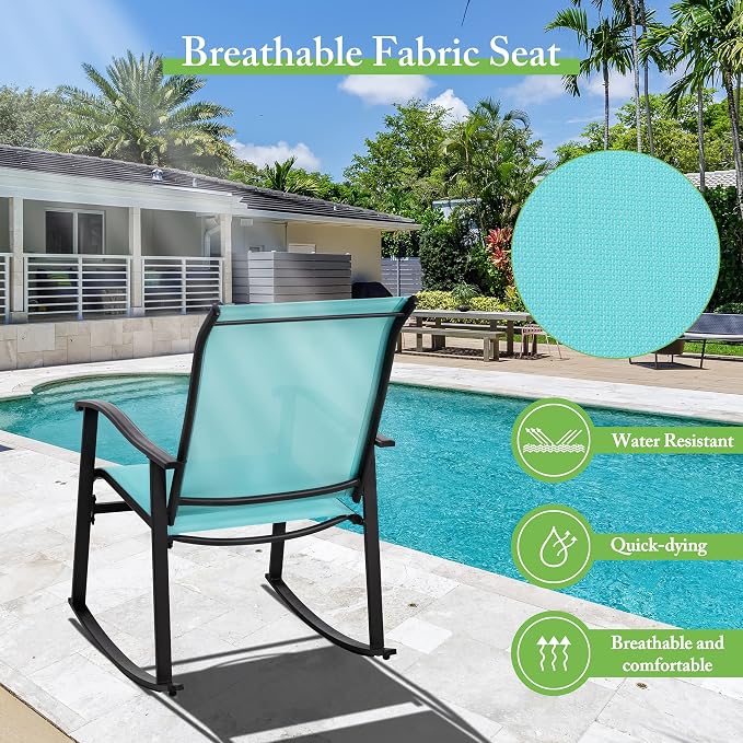 Shintenchi 3 Piece Rocking Bistro Set, Outdoor Furniture - Image 4