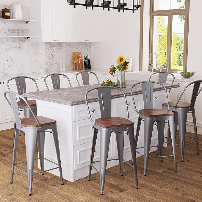 Aklaus Metal Bar Stools Set of 4, 24 inch Barstools Counter Height Bar Stool - Image 6