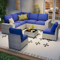 8 Piece Outdoor Patio Furniture Set, Outdoor Sectional Furniture, Rattan & by Olimix