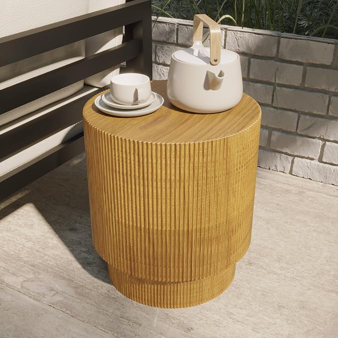 LeisureMod Modern Side Table Round Fiberstone Top Accent End Table - Image 4