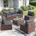 Patio Furniture Sets with Waterproof Cover, 7 Pieces Outdoor Rattan Sectional by Amopatio