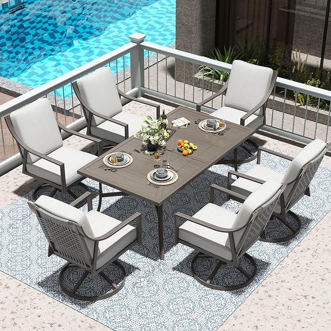NATURAL EXPRESSIONS 7 Piece Patio Dining Table Outdoor Furniture Set - Image 2