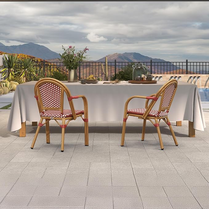 PURPLE LEAF French Bistro Chairs Set of 2 Patio Dining Chairs Hand-Woven - Image 4
