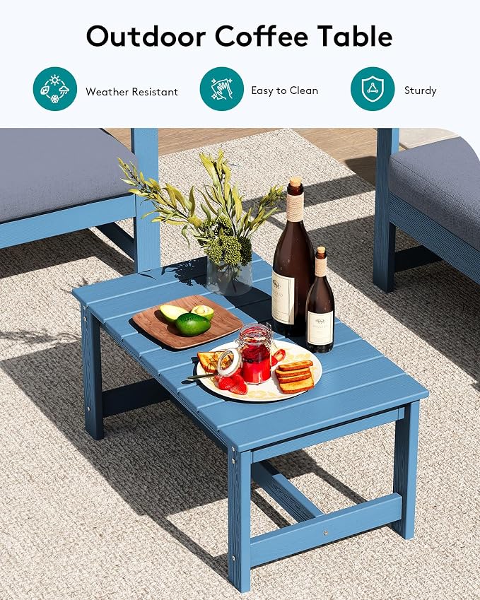 SERWALL 4 Pieces HDPE Outdoor Sofa Set - Image 9
