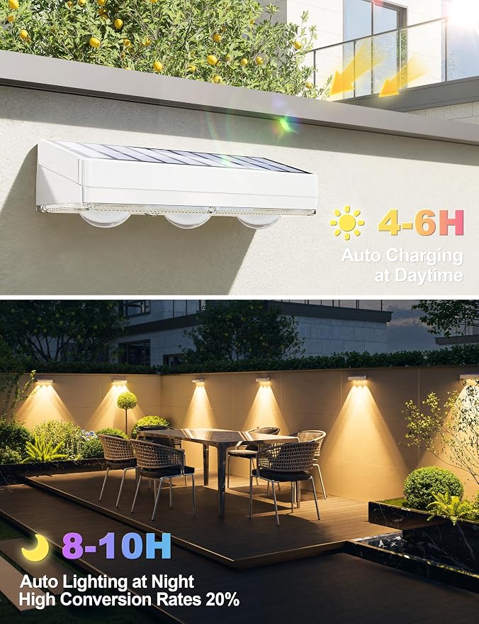APONUO Solar Fence Lights Outdoor Waterproof, Fence Lights Solar Powered - Image 3