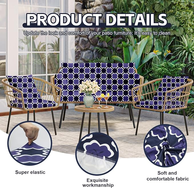 8Pcs Patio Cushion Covers, Outdoor Cushions Covers, Stretch Cushion Covers - Image 3