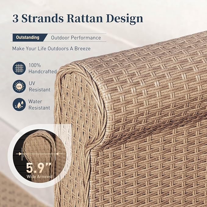 Patio Furniture Set 7 Piece, Wicker Rattan Sectional Sofa Couch - Image 2